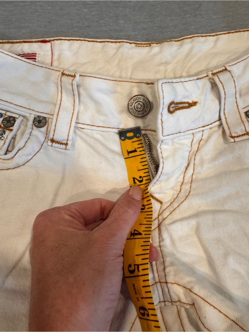 True Religion White Embellished Frayed Denim Shorts - Picture 3 of 6